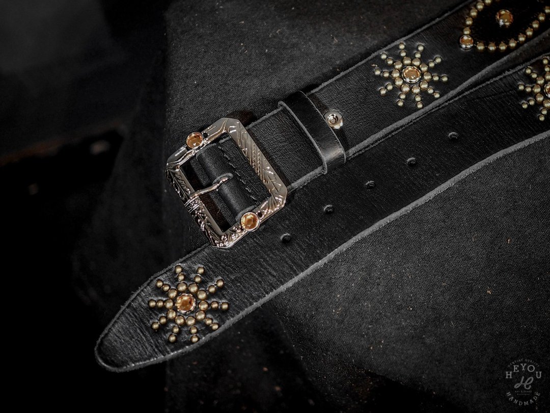 Western Special Leather Belt 西部风铆钉皮革腰带 - 皮带/腰带 - 真皮 黑色