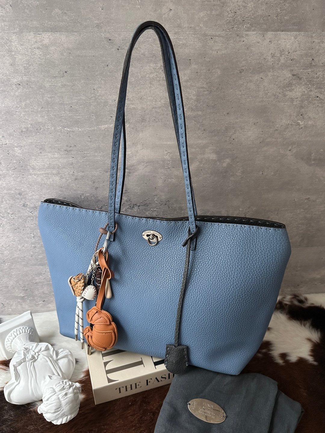 中古包 Fendi 芬迪 Selleria 牛皮托特包 - 手提包/手提袋 - 真皮 蓝色