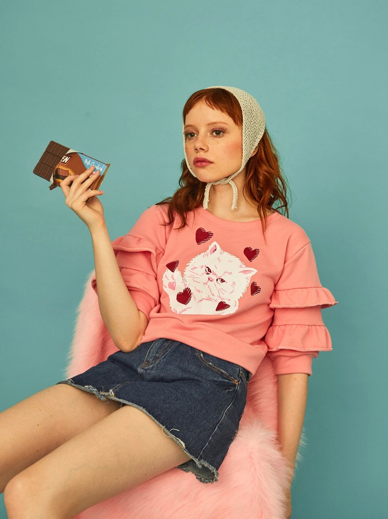 Chacolate kit Top - 女装上衣 - 棉．麻 粉红色