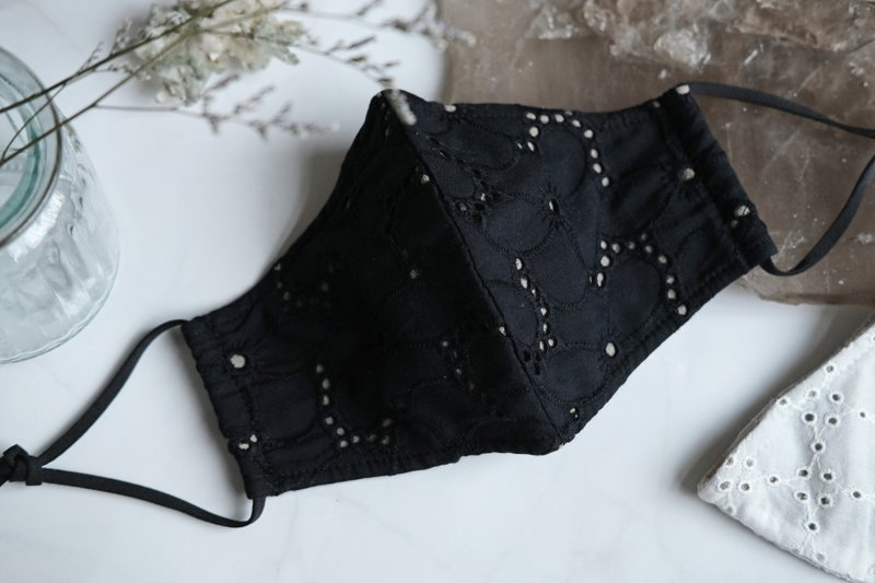 【防护专区】100%银纤维・棉布刺绣・抗菌立体布口罩・台湾制 - 口罩 - 棉．麻 黑色