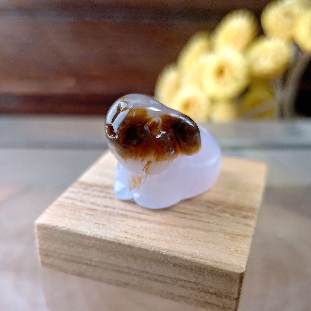 小雕件 小品动物-兔 台湾紫玉雪花/斑点兔/ - 摆饰 - 玉石 透明