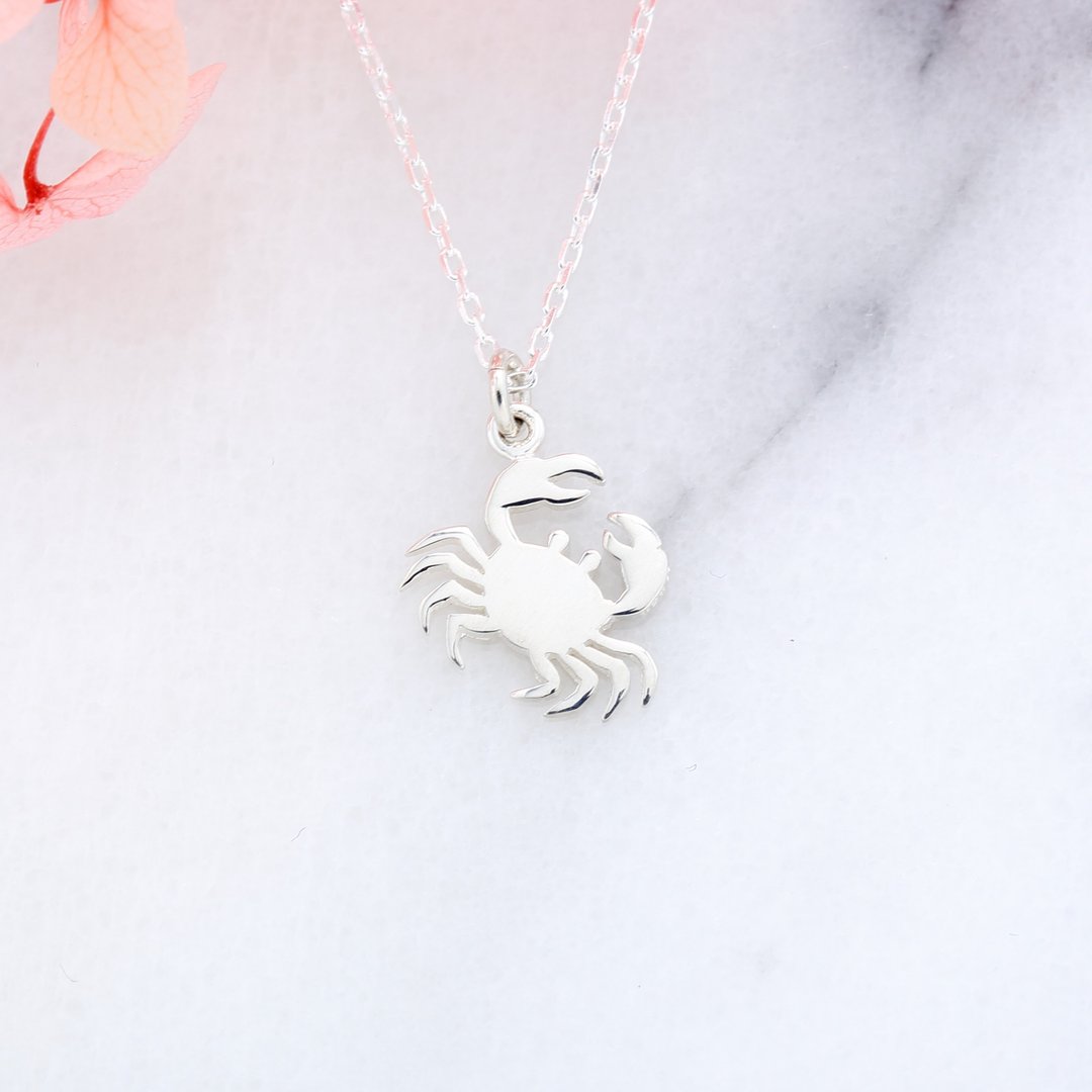 【Angel & Me】螃蟹 巨蟹座 谢谢 s925 纯银项链 生日礼物 情人节 - 项链 - 纯银 银色