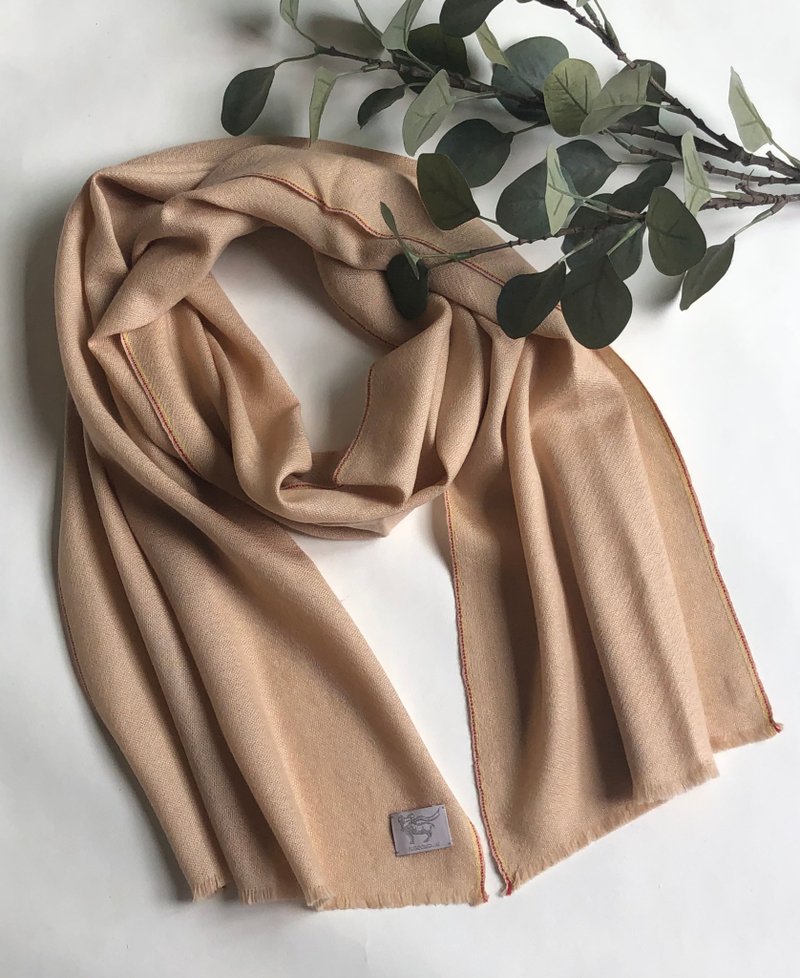 Pashmina hand woven muffler - 丝巾 - 羊毛 卡其色