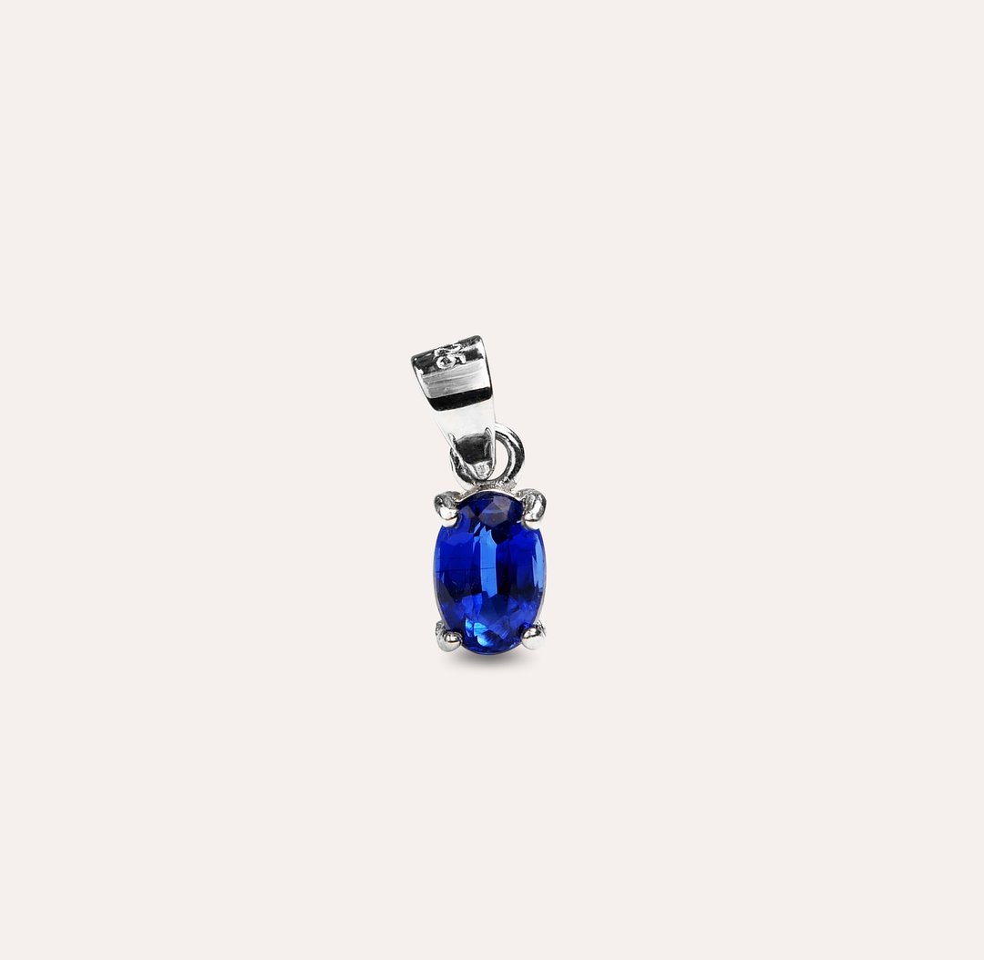 安珠 蓝晶石 蓝色 椭圆 4*6mm 坠子 经典系列 Oval P 宝石银饰 - 项链 - 银 蓝色