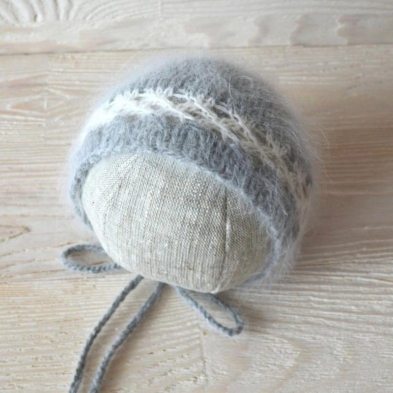 Tutorial: knit newborn hat photo prop. DIY bonnet for first baby photo shoot. - 编织/刺绣/羊毛毡/裁缝 - 羊毛 