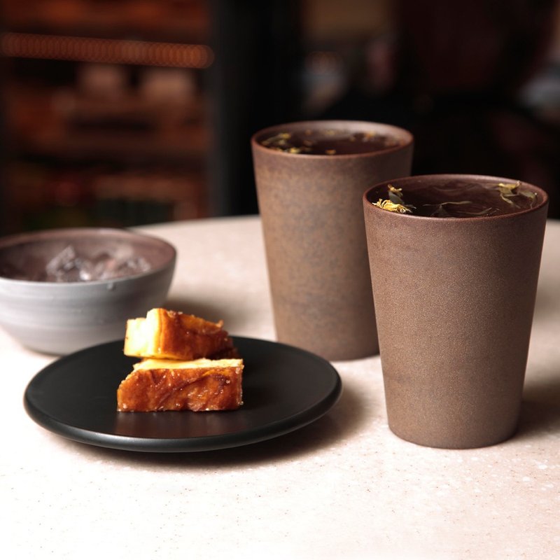 不二堂│凉夏酷热冰凉甘杯组(岩矿甘杯+岩矿保冷冰石四入组) - 茶具/茶杯 - 其他材质 咖啡色