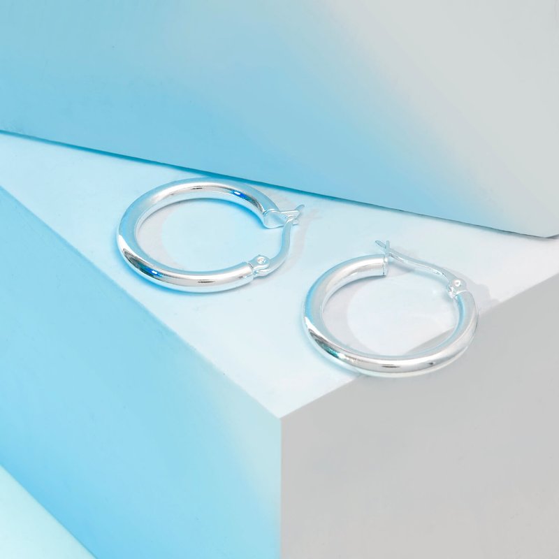 Recovery 圆条C形耳环 (白银) - 耳环/耳夹 - 不锈钢 银色