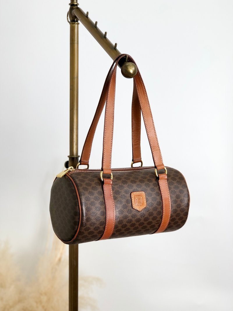 【日本直送 品牌二手包】CELINE Macadam 手提包棕blazon 压花 PVC 皮革卷包 复古 sman25 - 手提包/手提袋 - 防水材质 咖啡色