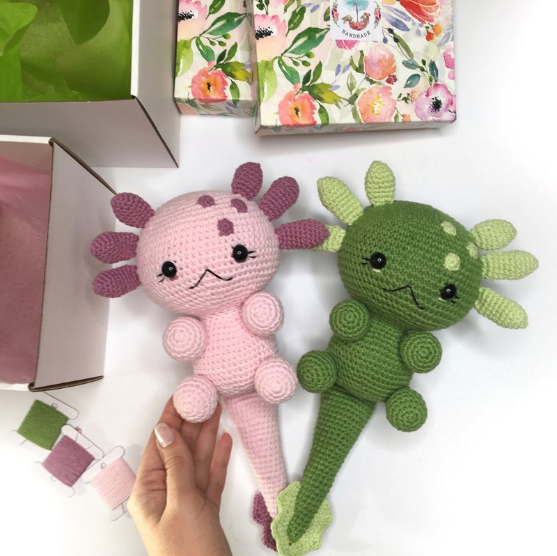 Kawaii, axolotl plush, kawaii plush, nautical baby shower gift, ocean nursery. - 玩具/玩偶 - 其他材质 多色