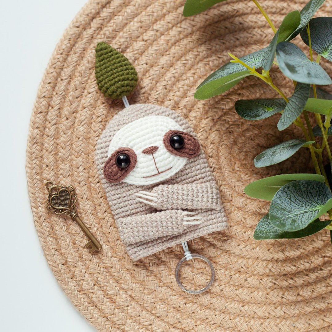 树懒钥匙套钩针图案 - 钥匙链 DIY - Amigurumi 玩具 - 数字物品 - 手工艺教程/工具书 - 其他材质 