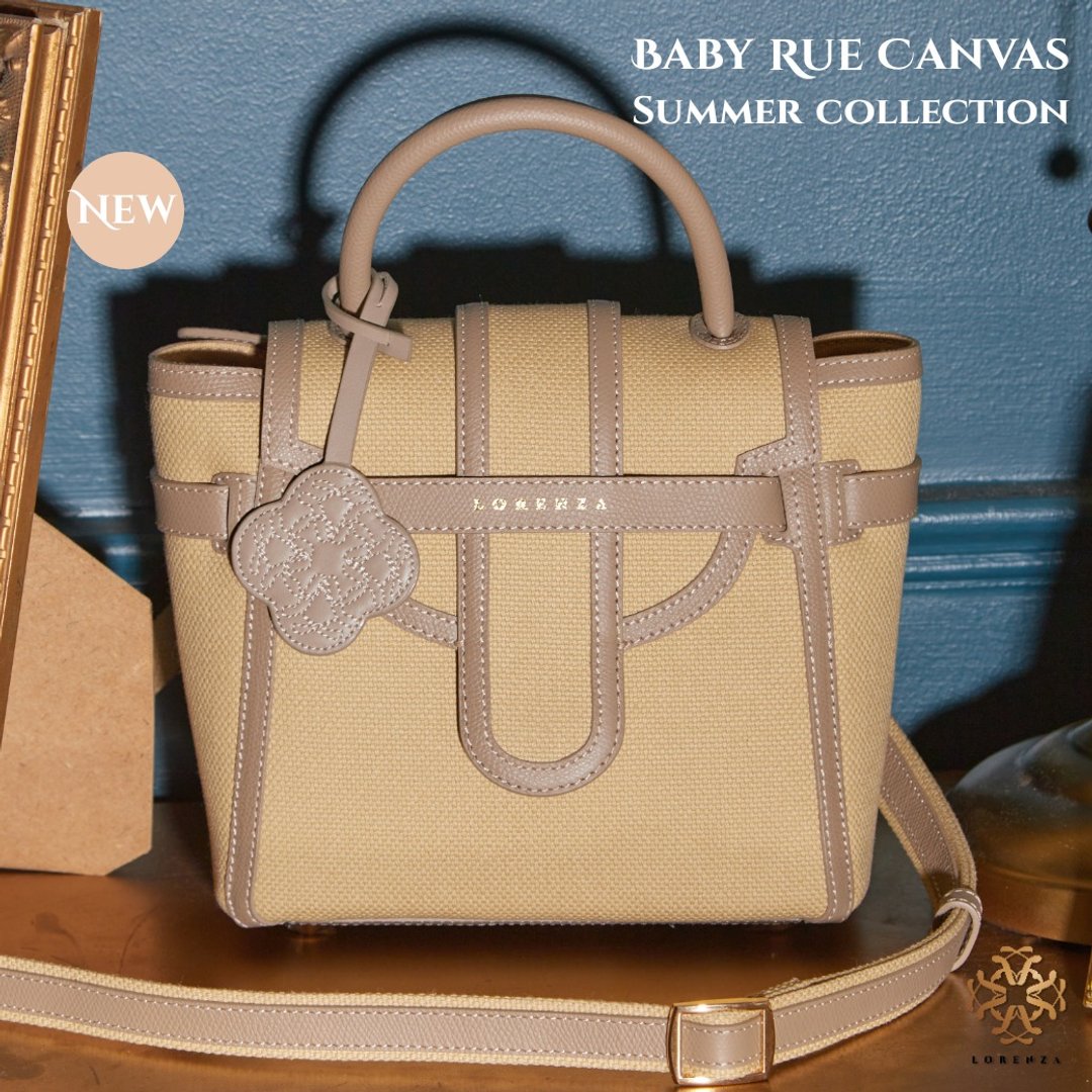 Baby Rue Canvas water resistant leather and canvas - 侧背包/斜挎包 - 棉．麻 咖啡色
