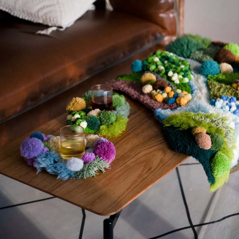 Aurora-手工3D簇绒杯垫-羊毛/手工/立体/装饰/送礼/毕业礼物 - 杯垫 - 羊毛 紫色