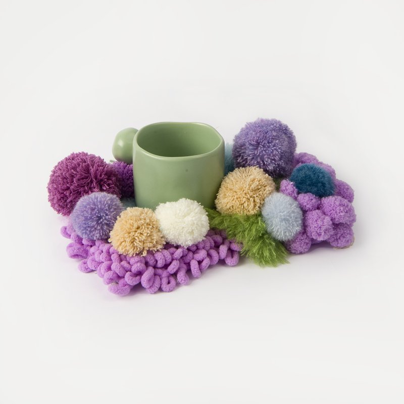 Aurora-手工3D簇绒杯垫-羊毛/手工/立体/装饰/送礼/毕业礼物 - 杯垫 - 羊毛 紫色