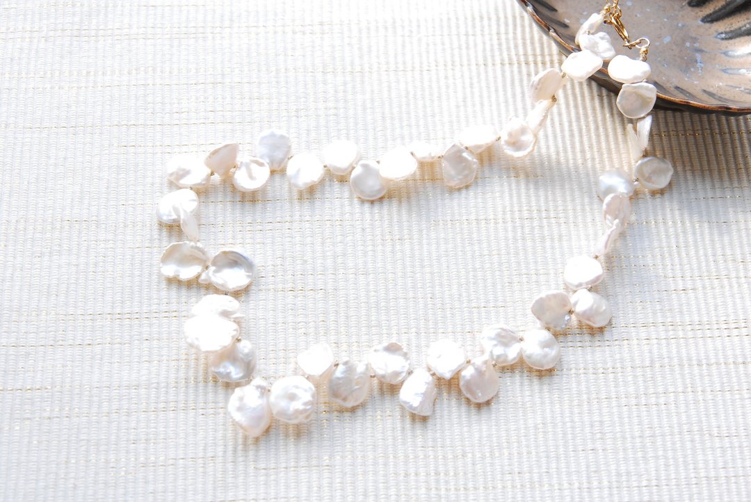 All petals Keshipearl gorgeous necklace 14kgf - 项链 - 珍珠 白色