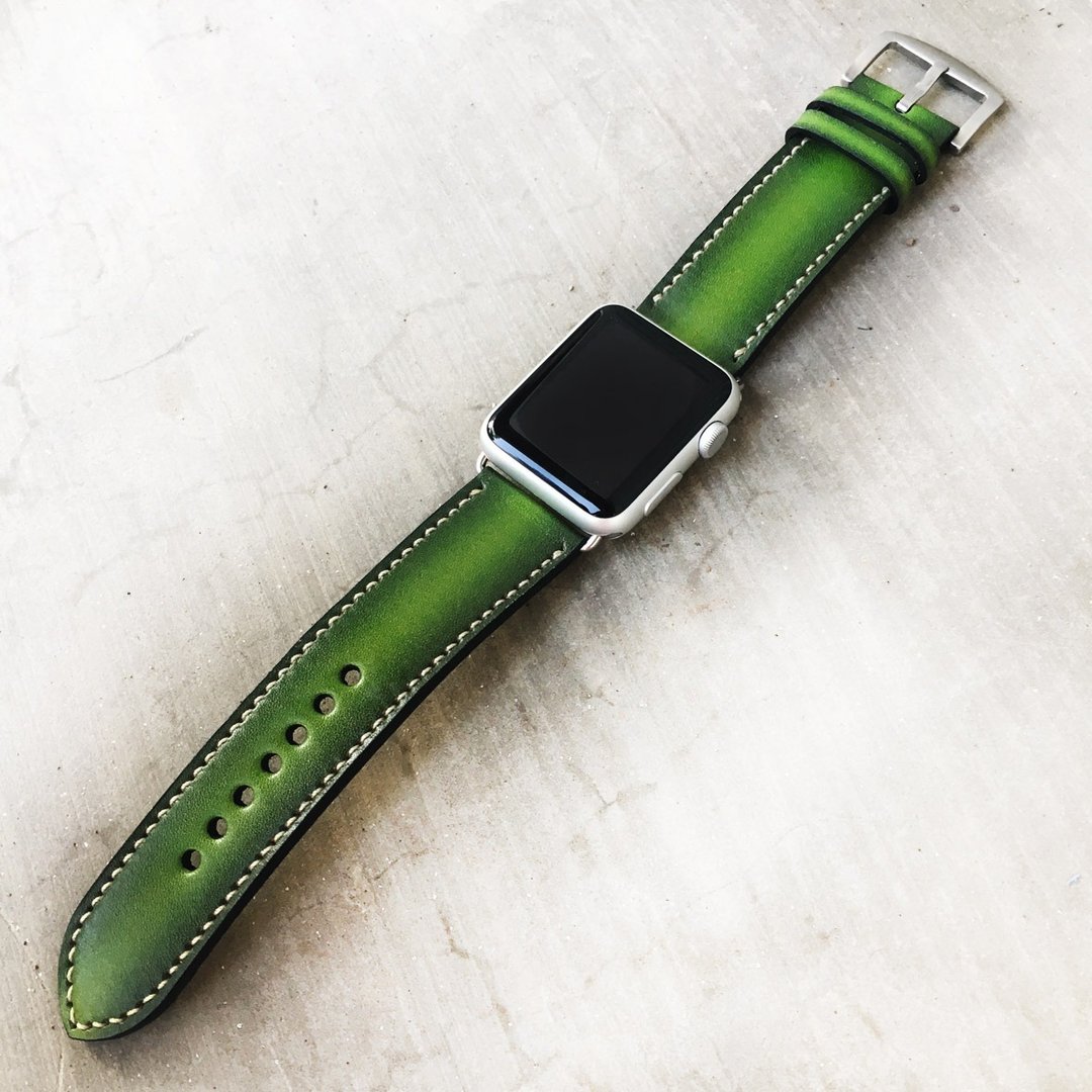Apple Watch Band 38mm 42mm 40mm 44mm, HandStitched Handmade - 表带 - 真皮 绿色