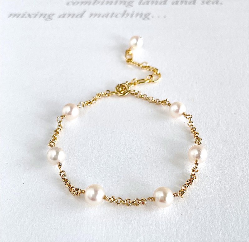 Akoya珍珠 珍珠串饰手链 7颗 - 手链/手环 - 珍珠 白色