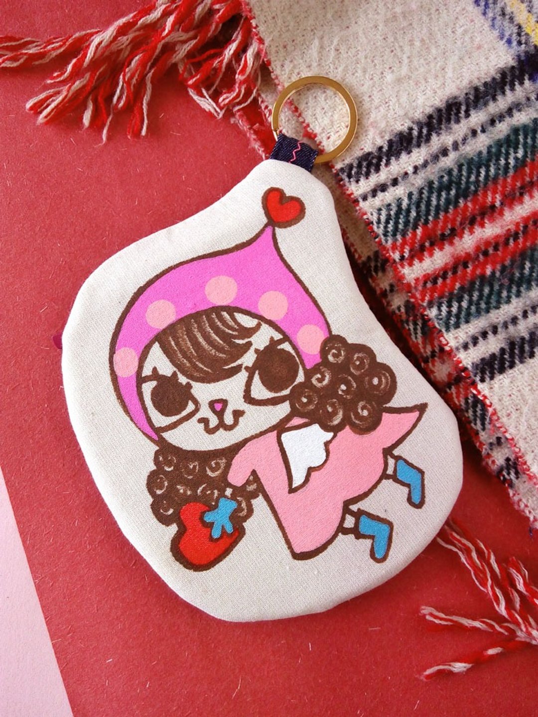 手原创品牌美美天使猫夹棉布散子包/零钱包/休悠咭八达通名片袋 - 零钱包 - 棉 白色