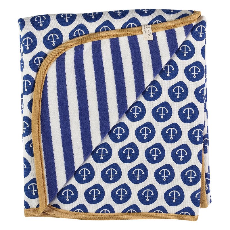 100% 有机棉 水手 婴儿包巾 英国生产制造 - 满月礼盒 - 棉．麻 蓝色