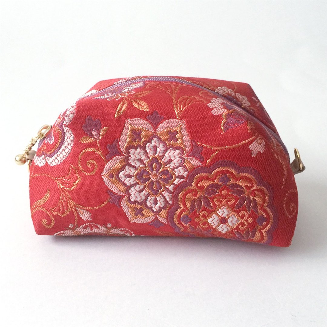 Pouch with Japanese Traditional Pattern, Kimono (Medium) "Brocade" - 化妆包/杂物包 - 其他材质 红色