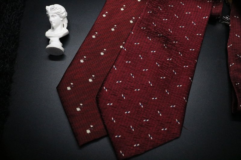 紅色桑蠶絲編織紋領帶/婚禮正裝necktie - 领带/领带夹 - 丝．绢 红色