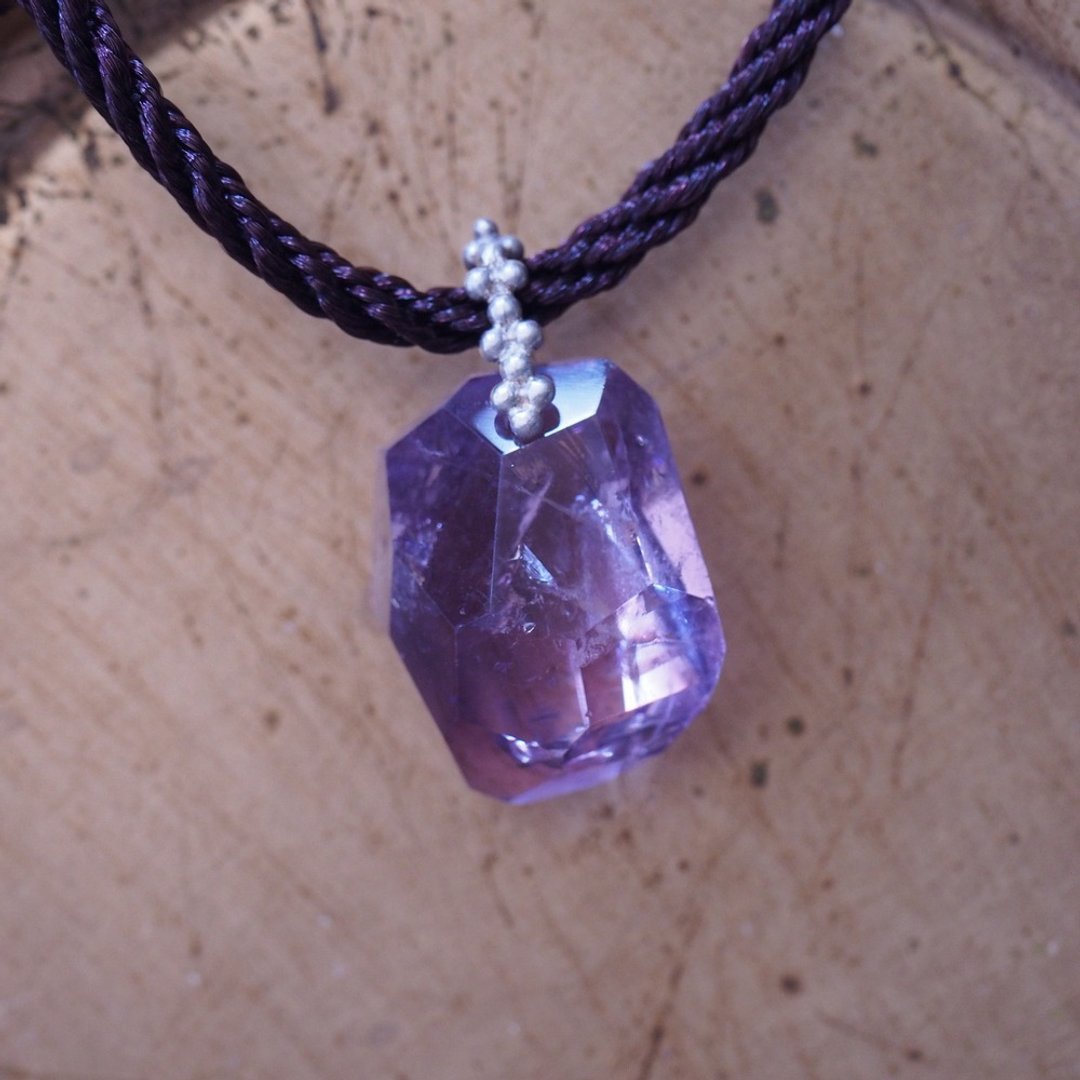 天然紫水晶 随形切面 虹光现象 彩虹紫水晶 Amethyst Rainbow - 锁骨链 - 水晶 紫色