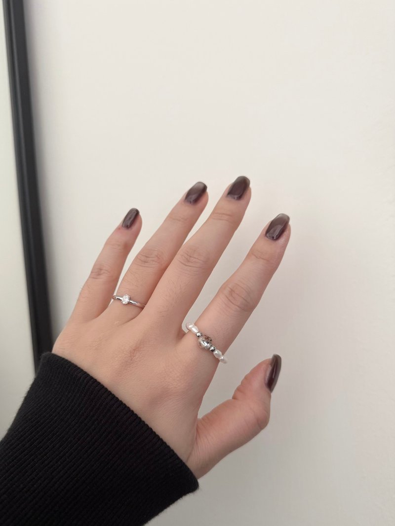 弹力戒指 珍珠简约 胎毛戒指 夫妻结发婚戒 - 婴儿饰品 - 银 