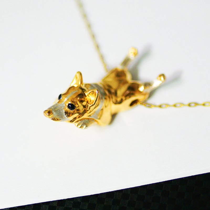 Corgi prone pendant [Free shipping] A slightly bent pendant that imitates a corgi lying on the ground. - 项链 - 其他金属 银色