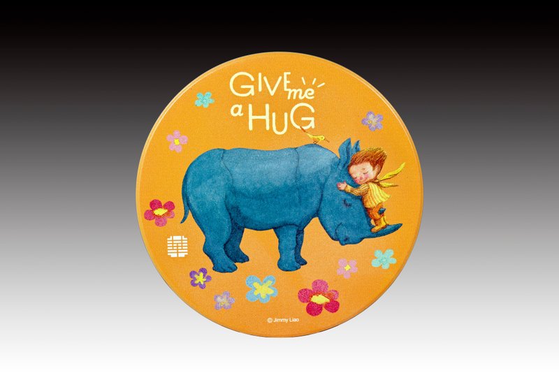 几米 拥抱 日日吸水杯垫 犀牛(月黄釉) - 杯垫 - 瓷 橘色