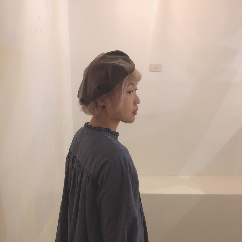 棉绒墨绿八角帽 - 帽子 - 聚酯纤维 