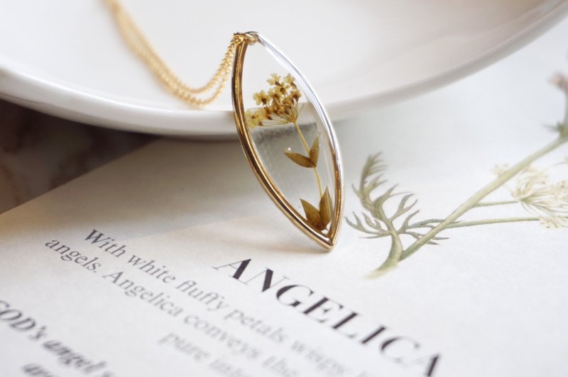 干燥花 押花 永生花 颈链 | 生日 纪念 情人节礼物 结婚姊妹礼物 - 项链 - 植物．花 黄色