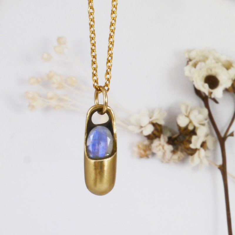 女子系 -花篮般的美梦- 月光石黄铜项链 月长石 轻珠宝锁骨链 - 锁骨链 - 其他金属 金色