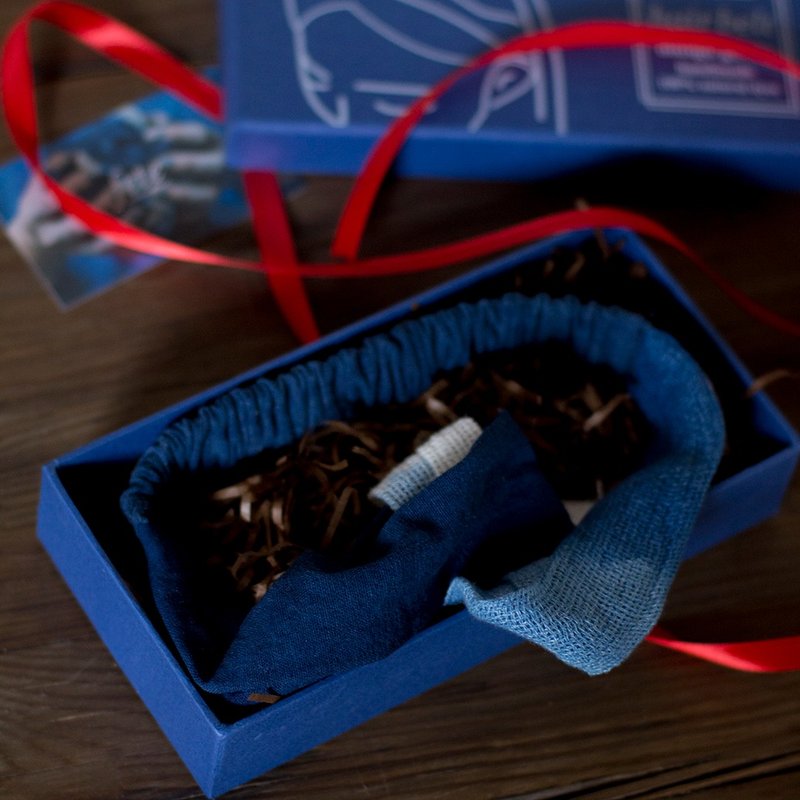 fete 手工蓝染 拼布 松紧 吊染 渐变染 发带 - 发饰 - 棉．麻 蓝色