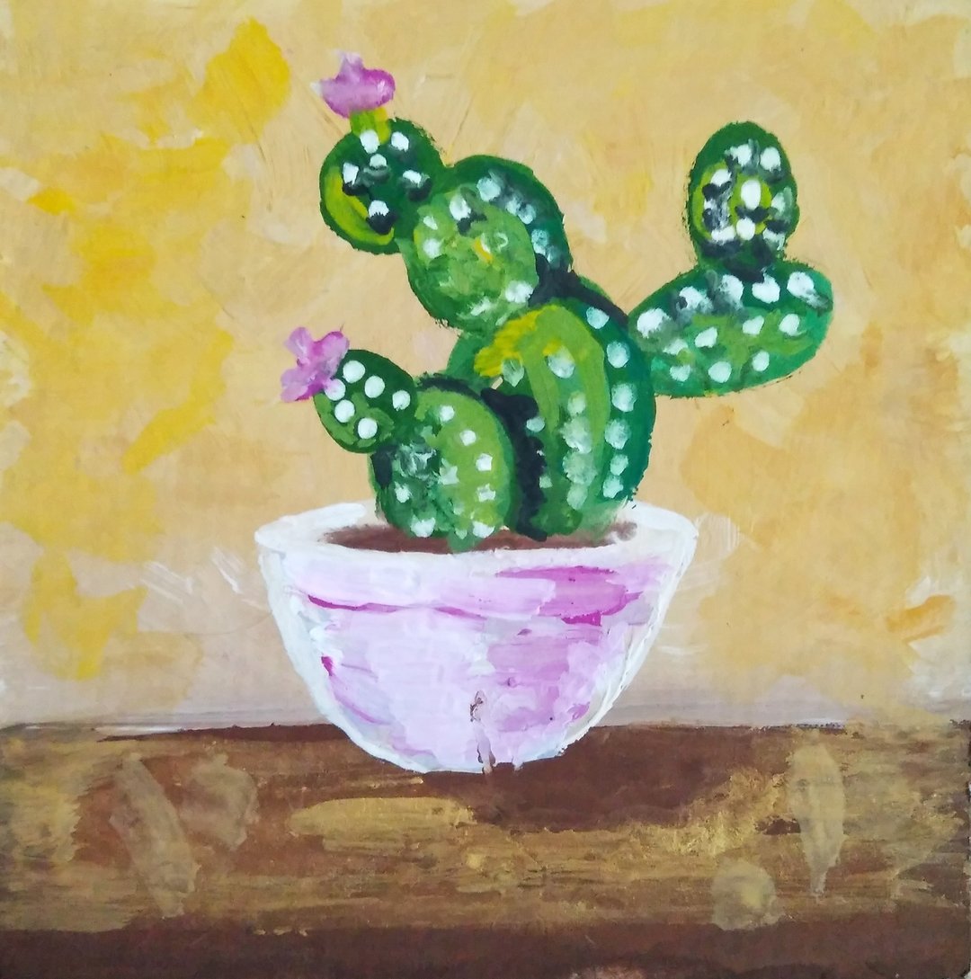 仙人掌画作，花卉原创艺术，小型花卉壁饰 - 海报/装饰画/版画 - 其他材质 多色