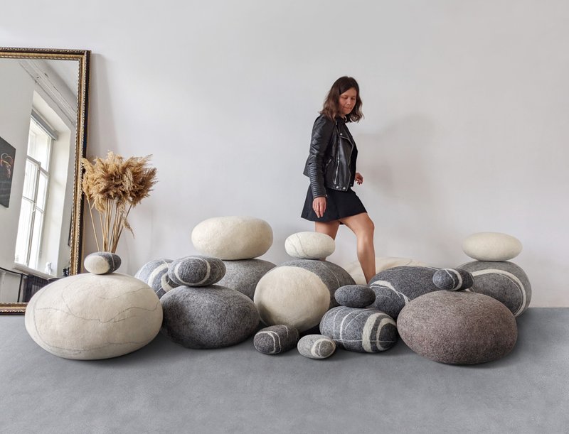 SET NOW - 枕头/抱枕 - 羊毛 灰色