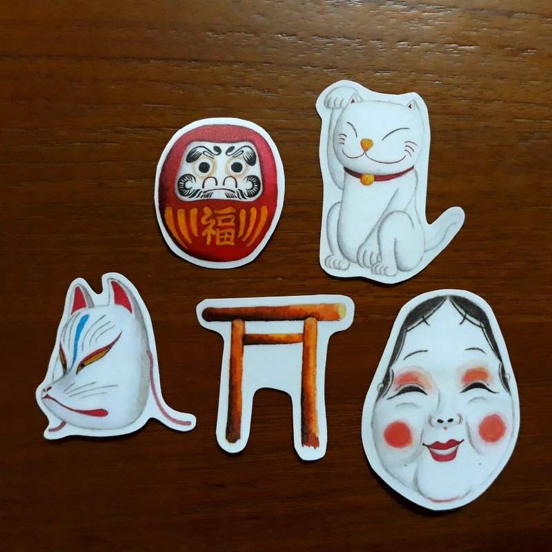 穿山甲绘本日本传统文化防水贴纸任菜单张30元或六张150元 - 贴纸 - 防水材质 多色