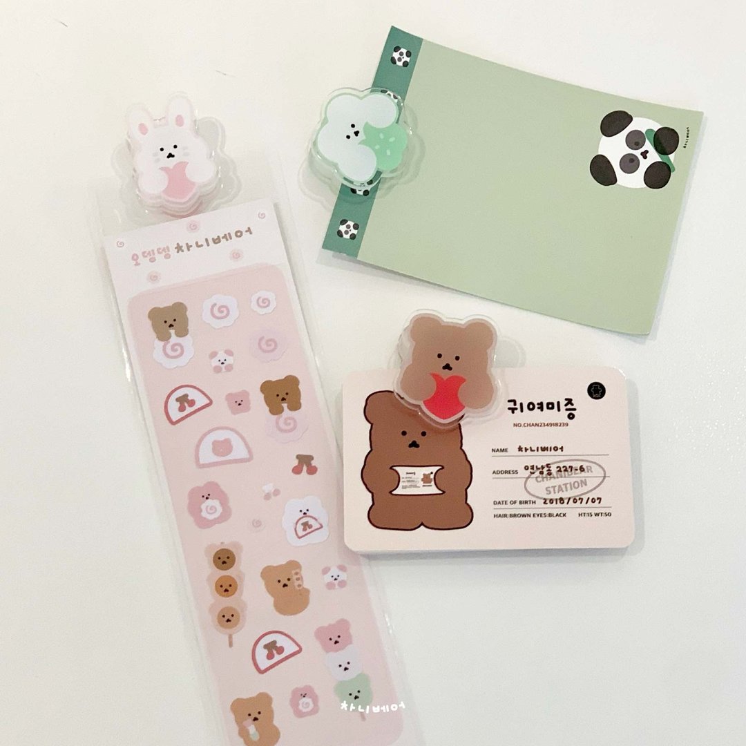 压克力文具夹组 (3只Chanibear，一组) - 其他 - 压克力 粉红色