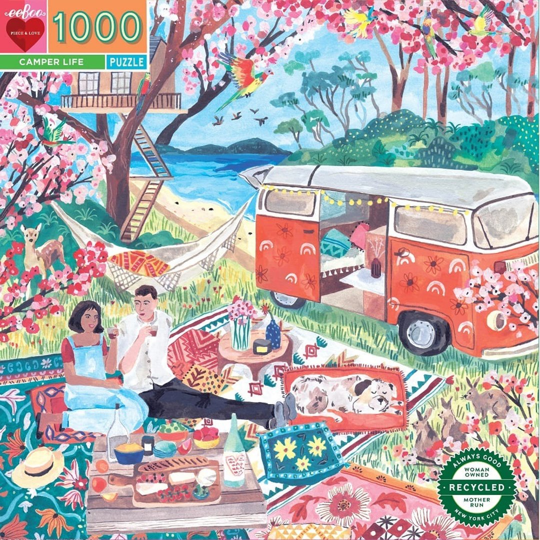 eeBoo 1000片拼图 - 露营生活Camper Life 1000 Piece Puzzle - 拼图 - 纸 橘色