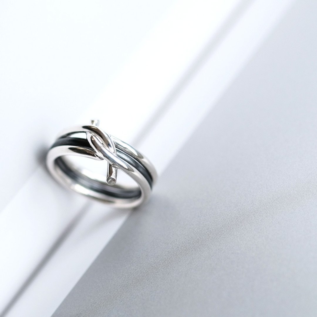 3way knot ring Silver 925 - 戒指 - 其他金属 银色