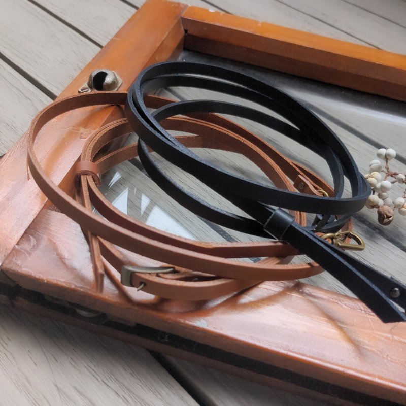 手作真皮长背带,斜背带,可以调节,订制长度,5个孔洞 - 侧背包/斜挎包 - 真皮 咖啡色