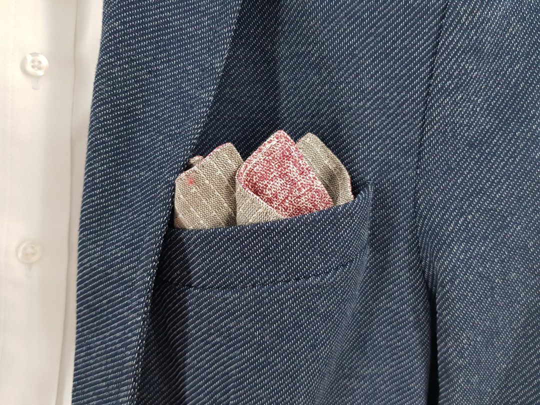 Pocket Square - 2 in 1 Grey and Pink - 手帕/方巾 - 棉 