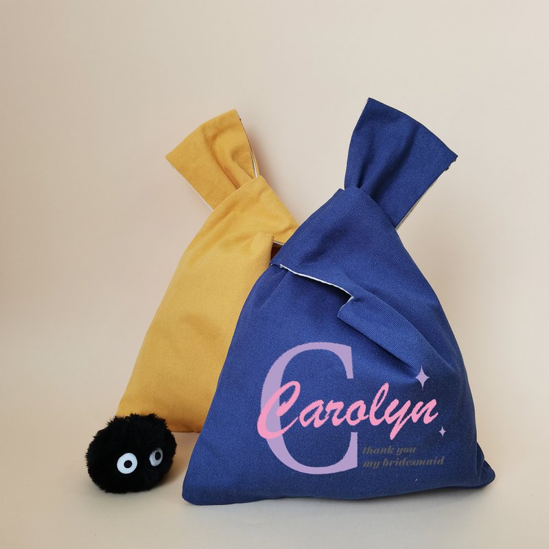 定制帆布包手腕包日式手提帆布袋结婚礼物伴手礼伴娘手袋 - 手提包/手提袋 - 棉．麻 