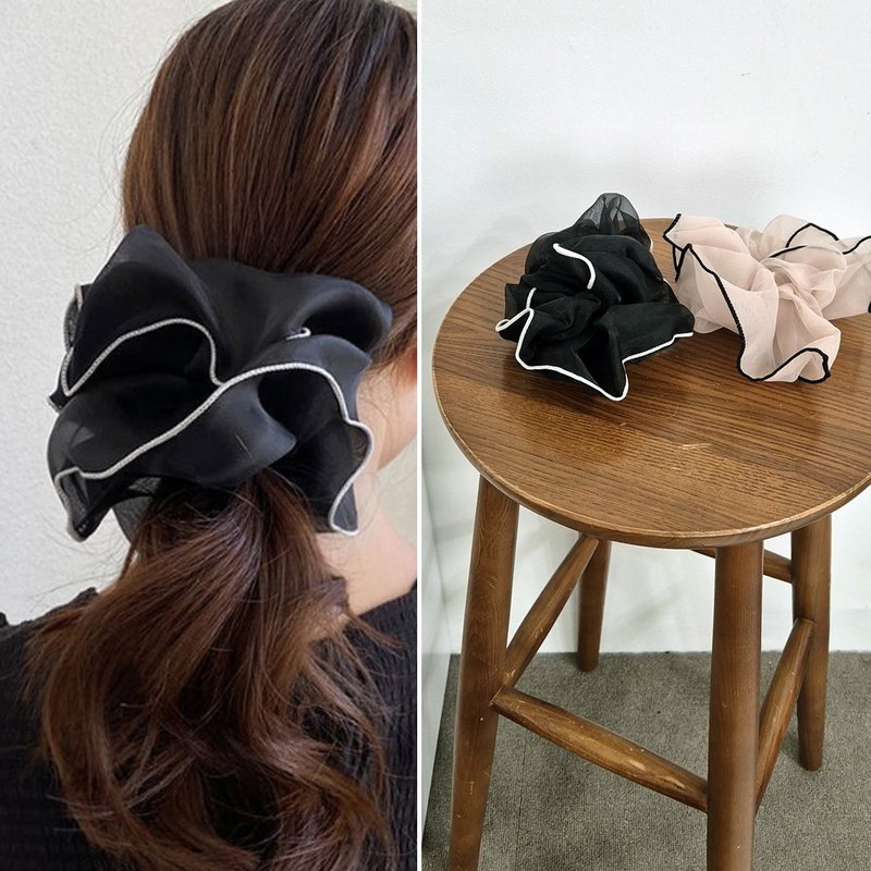 Elegant Big See-through hair scrunchies, Hair ties, gifts,gifts for her, - 发饰 - 聚酯纤维 黑色
