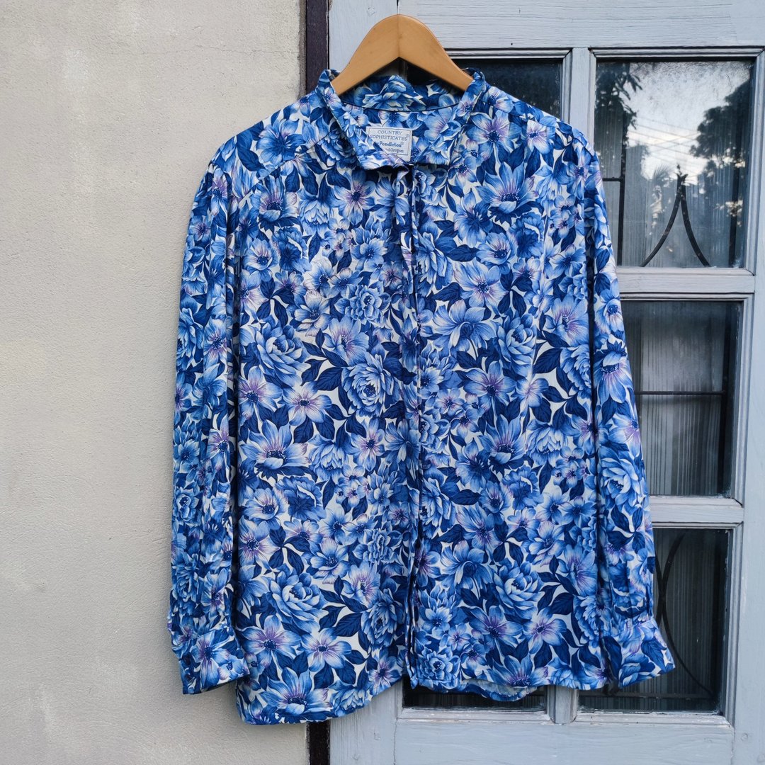 Pendleton USA Country Sophisticates Rayon 花卉衬衫 (古着) - 女装衬衫 - 棉．麻 紫色