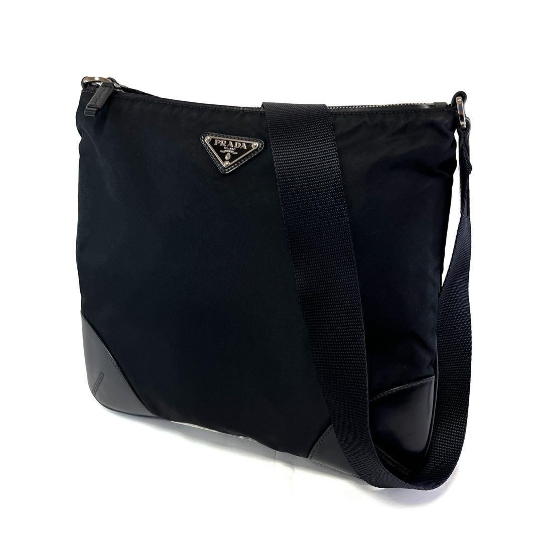 正品 PRADA 普拉达 尼龙肩背包 黑色 BT0332 二手 - 侧背包/斜挎包 - 尼龙 黑色