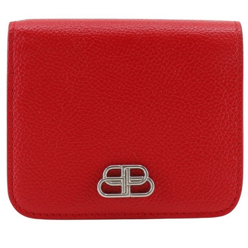 【日本直送】BALENCIAGA BB Logo 双折短夹 601474 皮革 红色 女仕【二手】 - 皮夹/钱包 - 真皮 红色