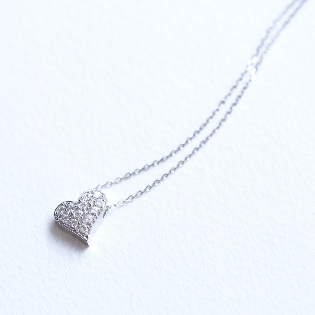 White) Heart Necklace Silver 925 - 项链 - 其他金属 银色