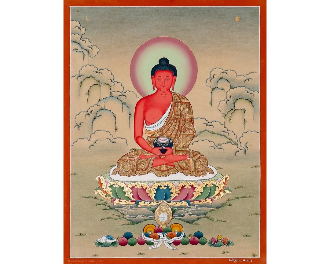 独特的阿弥陀佛唐卡 – 手工制作的西藏艺术品 - 墙贴/壁贴 - 其他材质 