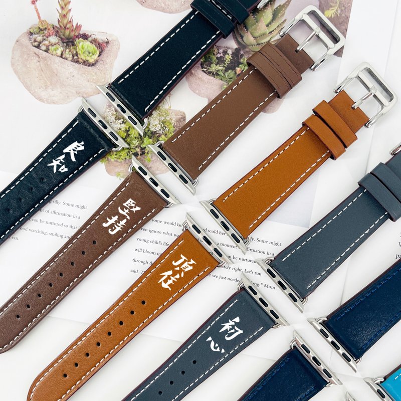 【定制化】【自订手写中文字】Apple Watch 皮革表带订制 - 手机壳/手机套 - 真皮 黑色