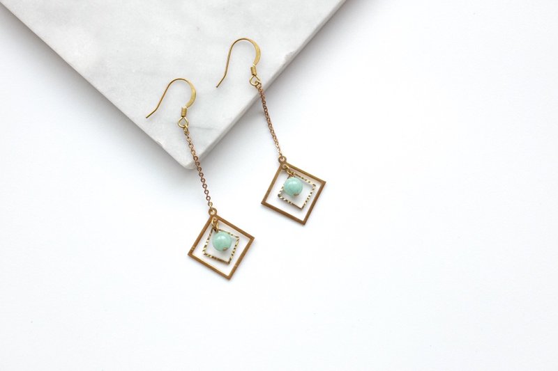 黄铜耳环 | 天河石   耳针/耳夹 - 耳环/耳夹 - 铜/黄铜 