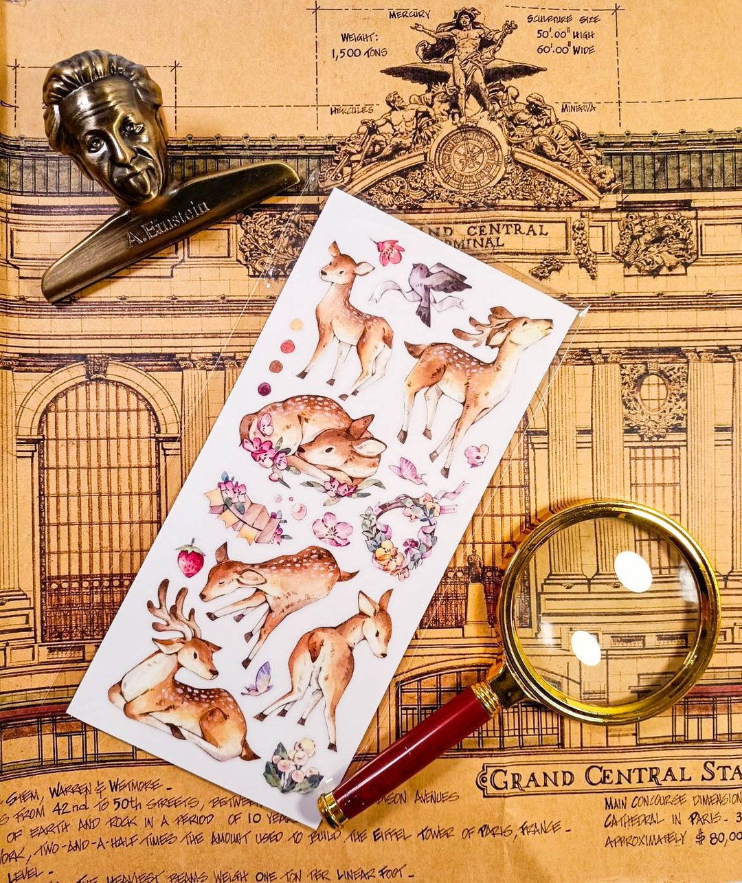 KR512踏青梅花鹿A Outing sika deer A/  轉印貼 - 贴纸 - 塑料 